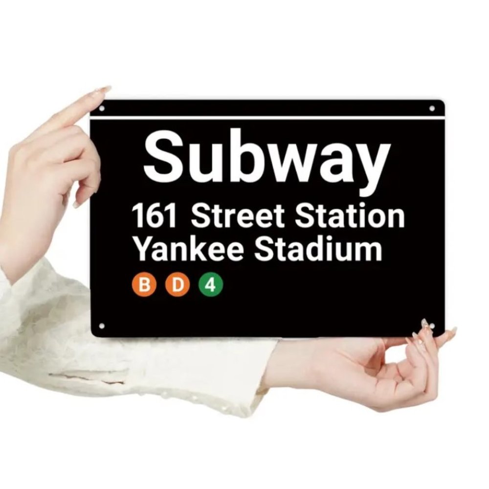 Yankee Stadium New York Subway Station Tin Sign 161 Street + Free Subway Map - Picture 5 of 7